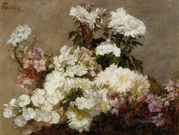 フラワーズ Painting - 白いフロックス 夏菊とラークスパーの花の画家 アンリ・ファンタン・ラトゥール